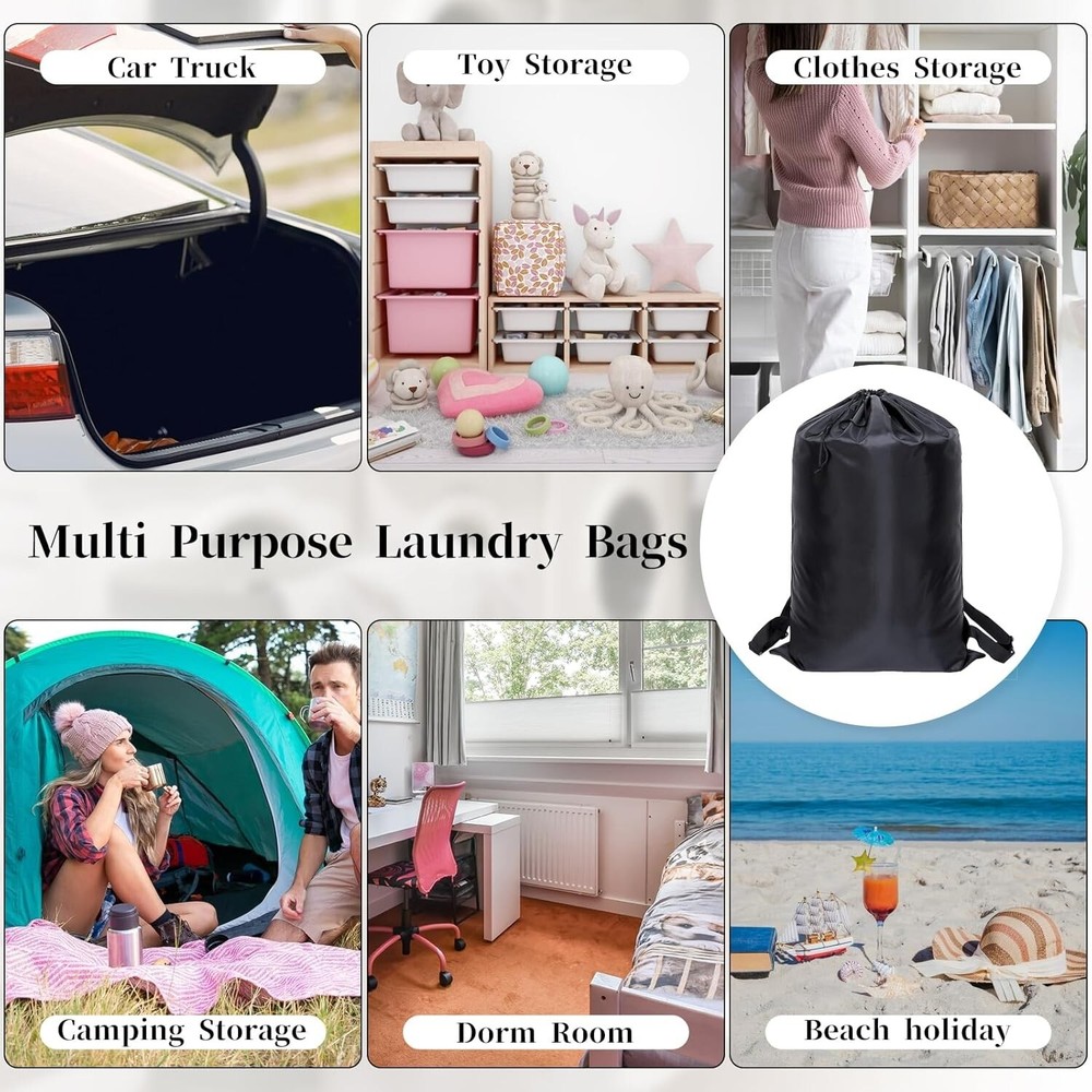 Backpack Laundry Bag with Shoulder Straps with Drawstring Closure for Travel
