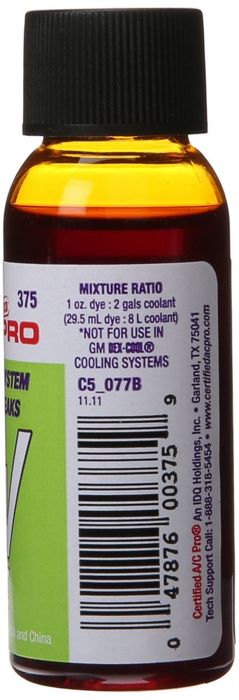 Certified A/C Pro Car Air Universal, Engine Cooling Systems UV Dye