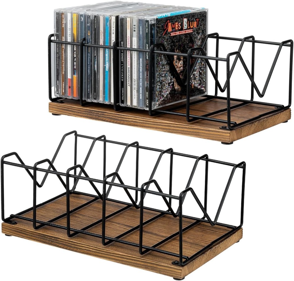 2 Pcs CD Rack Stand Holder DVD Tower Tabletop Compact Disc Case Organizer