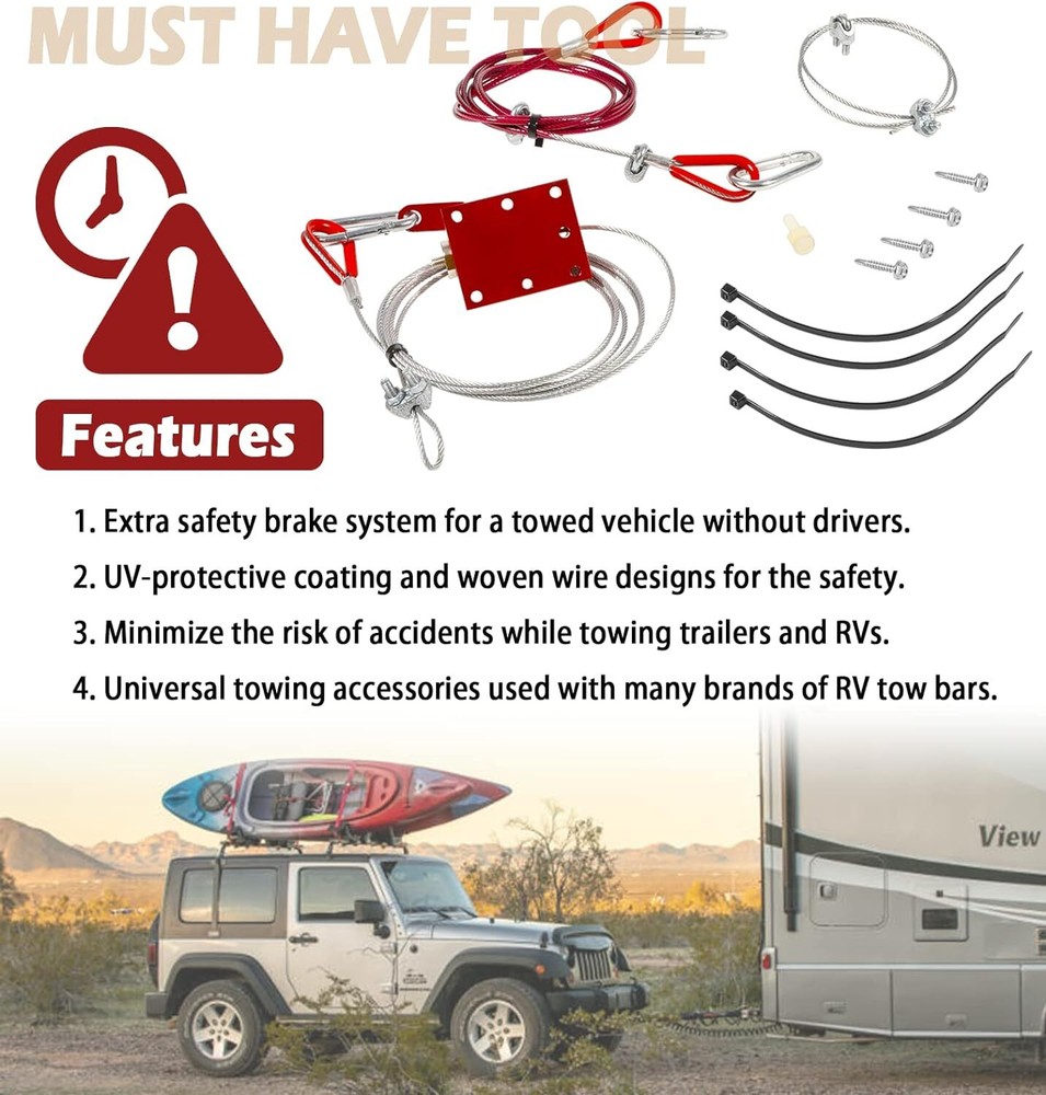 RS-5000 Break Away Device & RB-011 Trailer Brake System Fit for RV Towed Vehicle