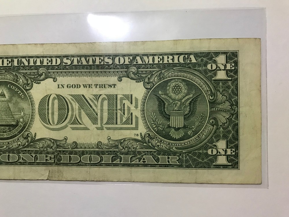  $1 One Dollar Bill misaligned Cut Error left to right