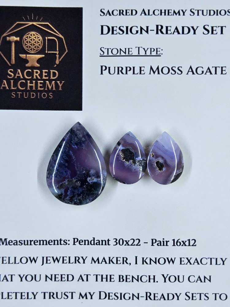 Tear Shape - Purple Moss Agate - Design-Ready Set