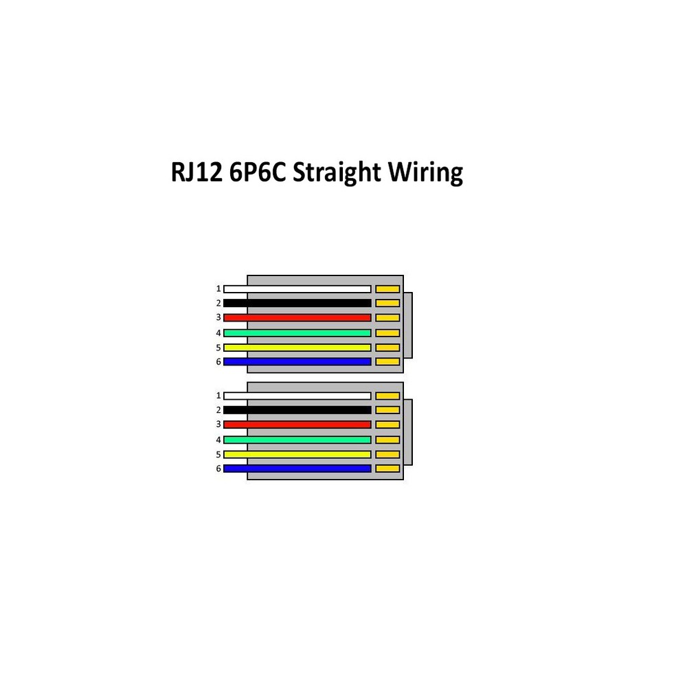 2-Pack Black RJ12 6P6C Heavy Duty Straight Data Cable. Custom Size from 2"- 10ft