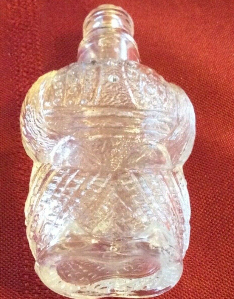 Torso Shape Embossed Clothes Clear Empty Bottle Missing Cap/Lid 3.5" Tall