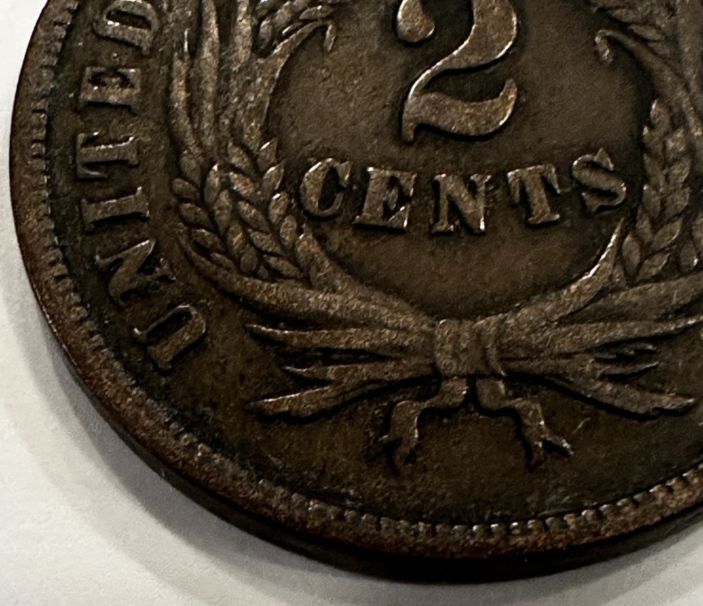 1864 two cent piece large motto LME