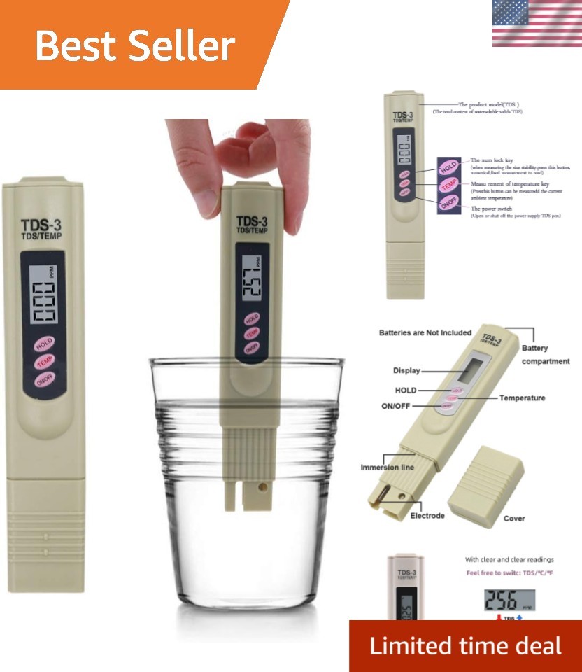 Multifunctional Water Tester with Auto-Off & Hold Features - Compact Design