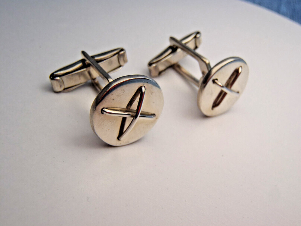 Vintage Sterling Silver HandMade Button Cufflinks 1960s