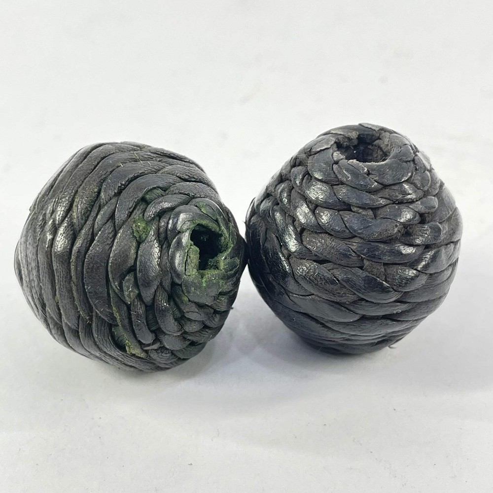 6 Woven Leather Beads Morocco