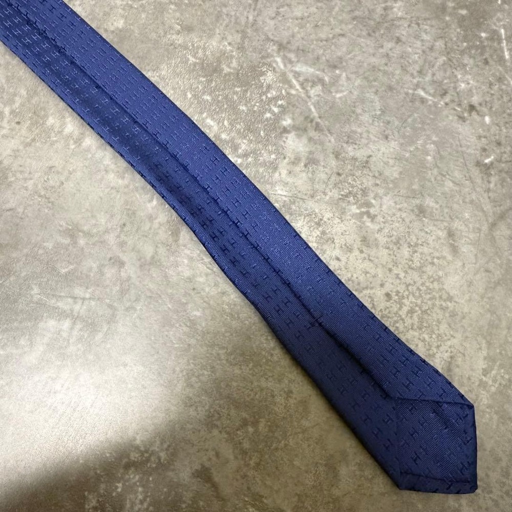 HERMES Tie Navy Fason H Pattern