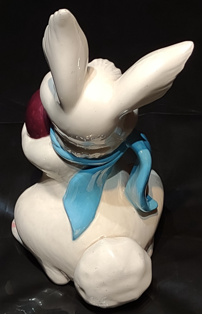 Vintage Ceramic Easter Bunny Atlantic Mold White Rabbit Winking Bunny