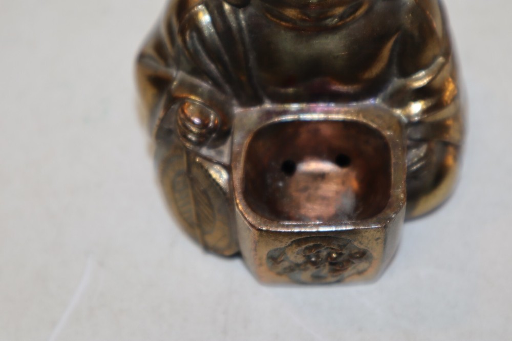Vintage 3" Tall Brass Buddah Budda Incense Burner Nice