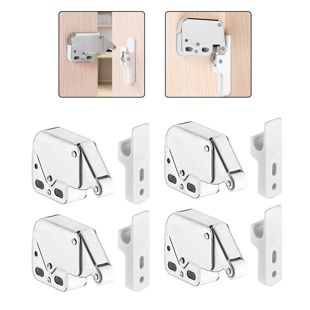 4 Pack Spring Loaded Push Catch Latch for Cabinet Doors For Easy Operation