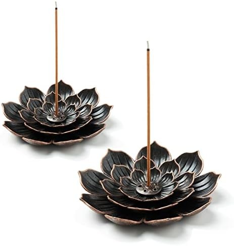 2-Pack Brass Lotus Incense Stick Holders Burner