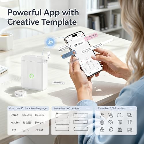 D110 Upgraded Version Mini Label Maker Machine with 3 Tapes, Portable