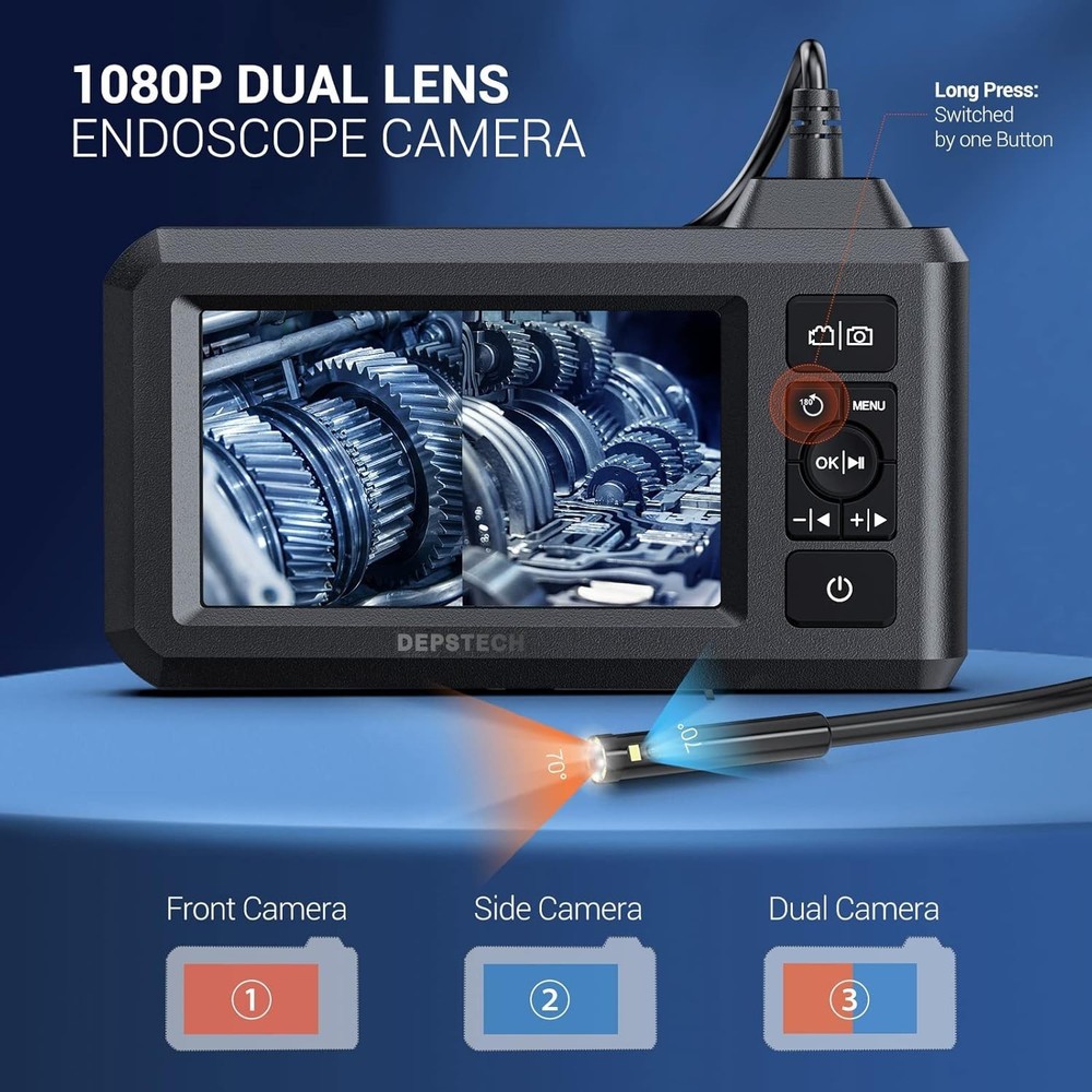 Versatile 1080P Industrial Endoscope Camera with 4.3" Screen & USB Connectivity