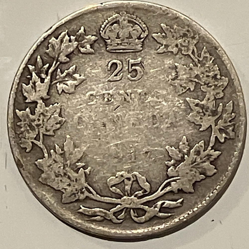1917 George V Canada Silver Quarter.