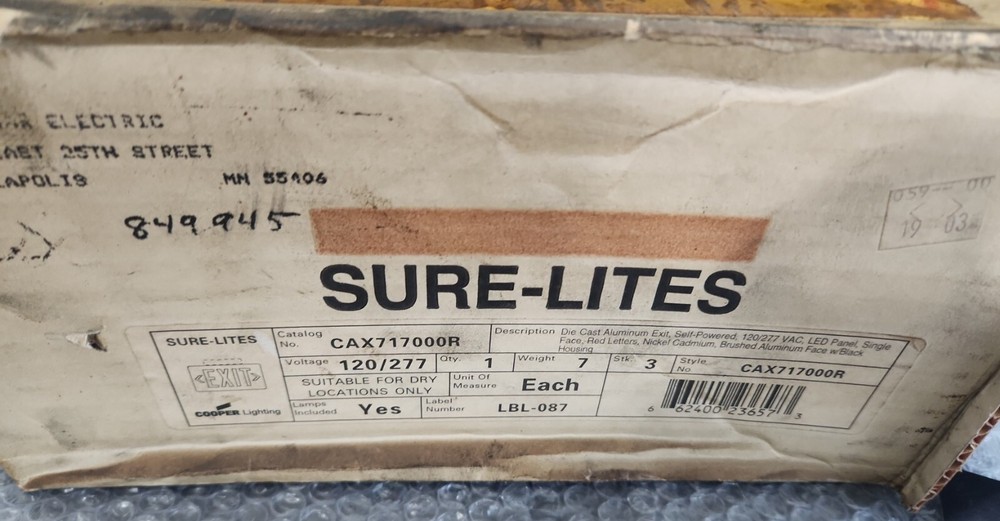 🆕️ SURE-LITES CAX717000R EXIT LIGHT ⚡️🇺🇸 SHIP+WARRANTY