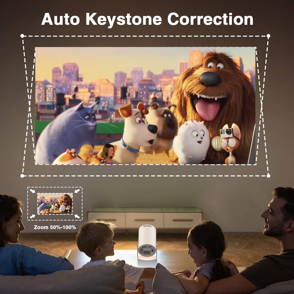 [Electronic Focus with Short Throw] Mini Projector with WiFi 6 and Bluetooth,...