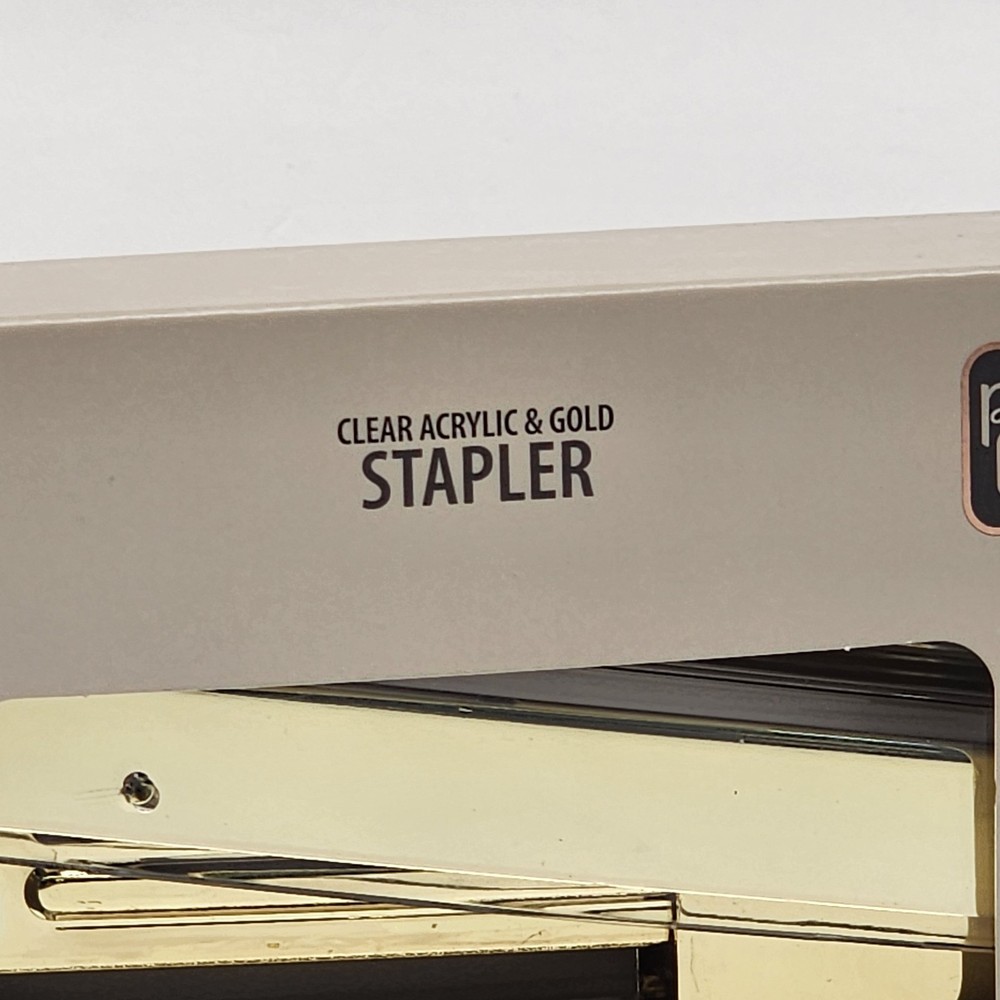 Compact Clear Acrylic Gold Stapler, 20 Sheet Capacity, Half Strip, Transparen...