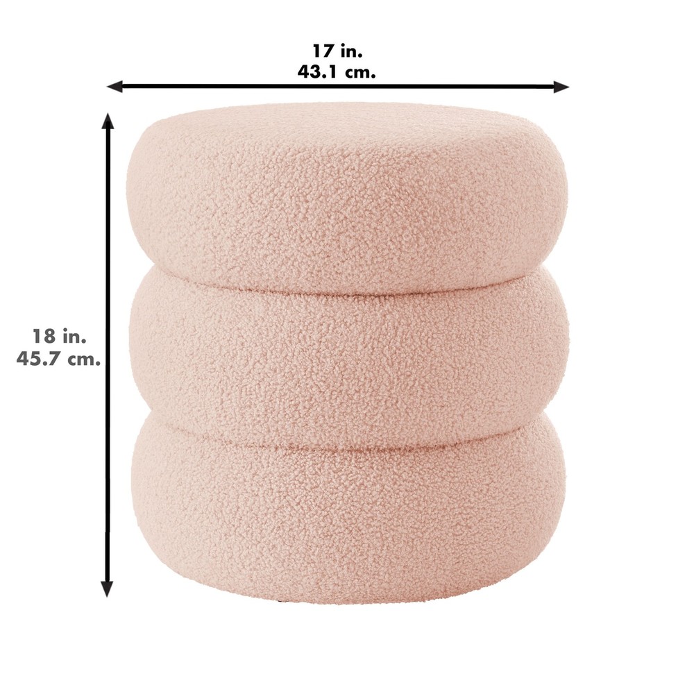 Boucle Cloud Storage Ottoman, Blush