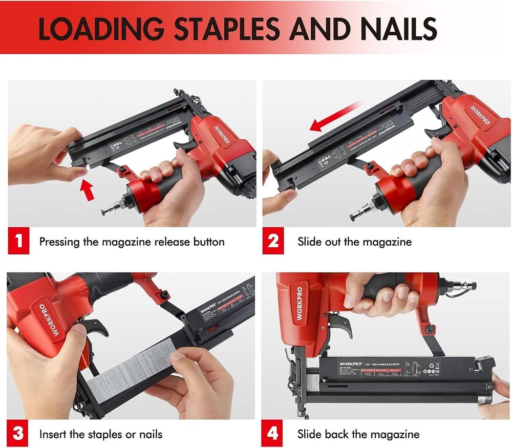 Versatile 18 GA Brad Nail Gun, 2-in-1 Stapler, Adjustable Depth, Carpentry