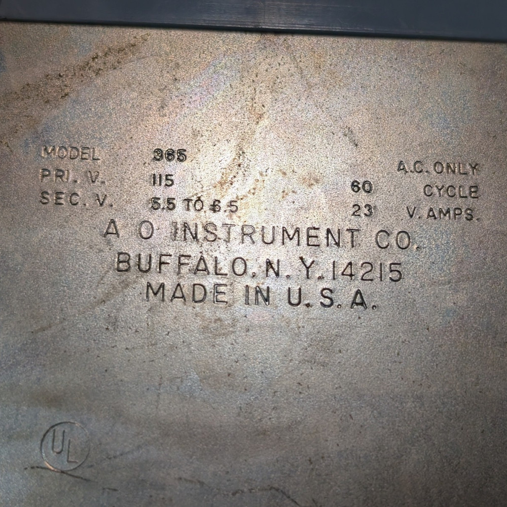 AO Instrument Co. 365 Starlite Microscope Illuminator w/ Variable Transformer