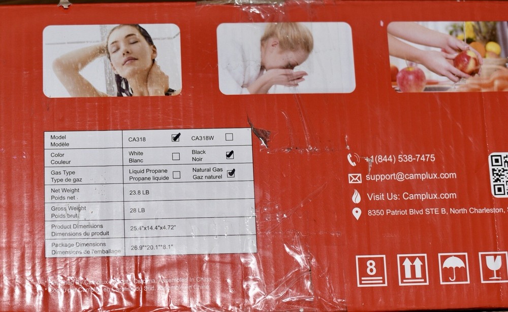 CAMPLUX CA318 3.18 GPM Indoor Tankless Water Heater - Black