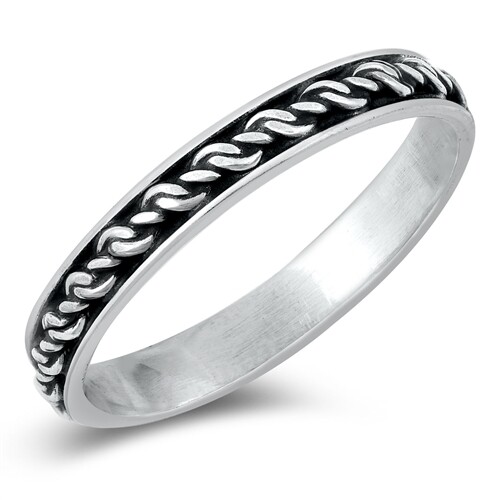 Stackable Bali Rope Knot Thin Accent Ring .925 Sterling Silver Band Sizes 5-10