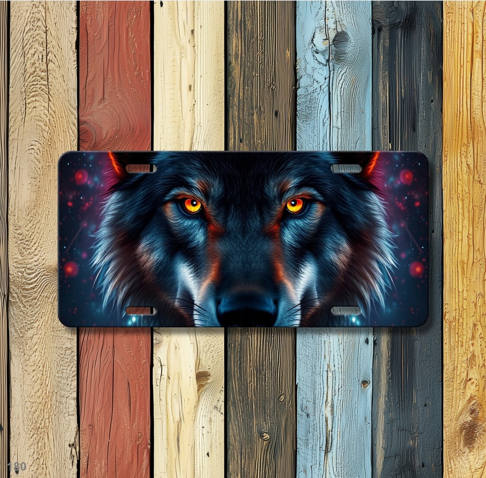 Intense Wolf License Plate Customizable Auto Tag Unique Gift