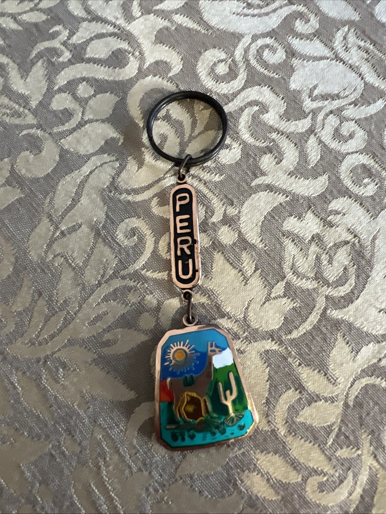 Vintage Peru Painted Keychain Llama