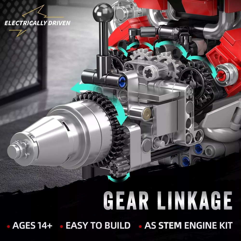 V8 Engine Motor Mechanical Engineering Model Building Block Gift Collection New