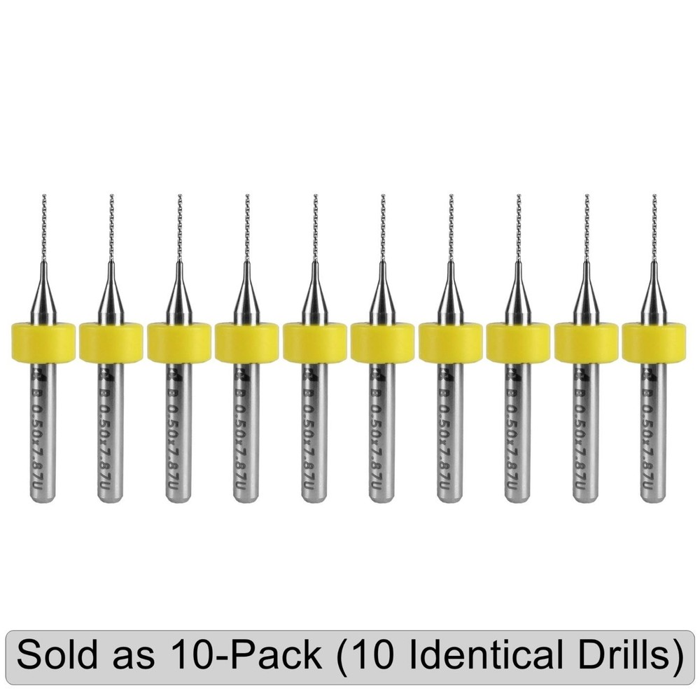 0.50mm (#76) Solid Carbide Drill Bit – 10 Pack – CNC – Factory Resharpened