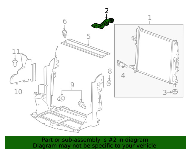 Genuine GM Driver Side Radiator Upper Bracket 23310045