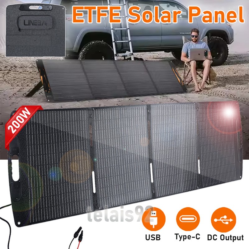 200W Foldable Solar Panel for Power Station Monocrystalline Caravan Camping RV