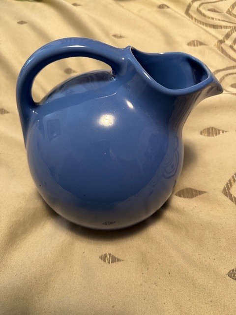 Vintage Solid Blue Rounded Pitcher Good Condition
