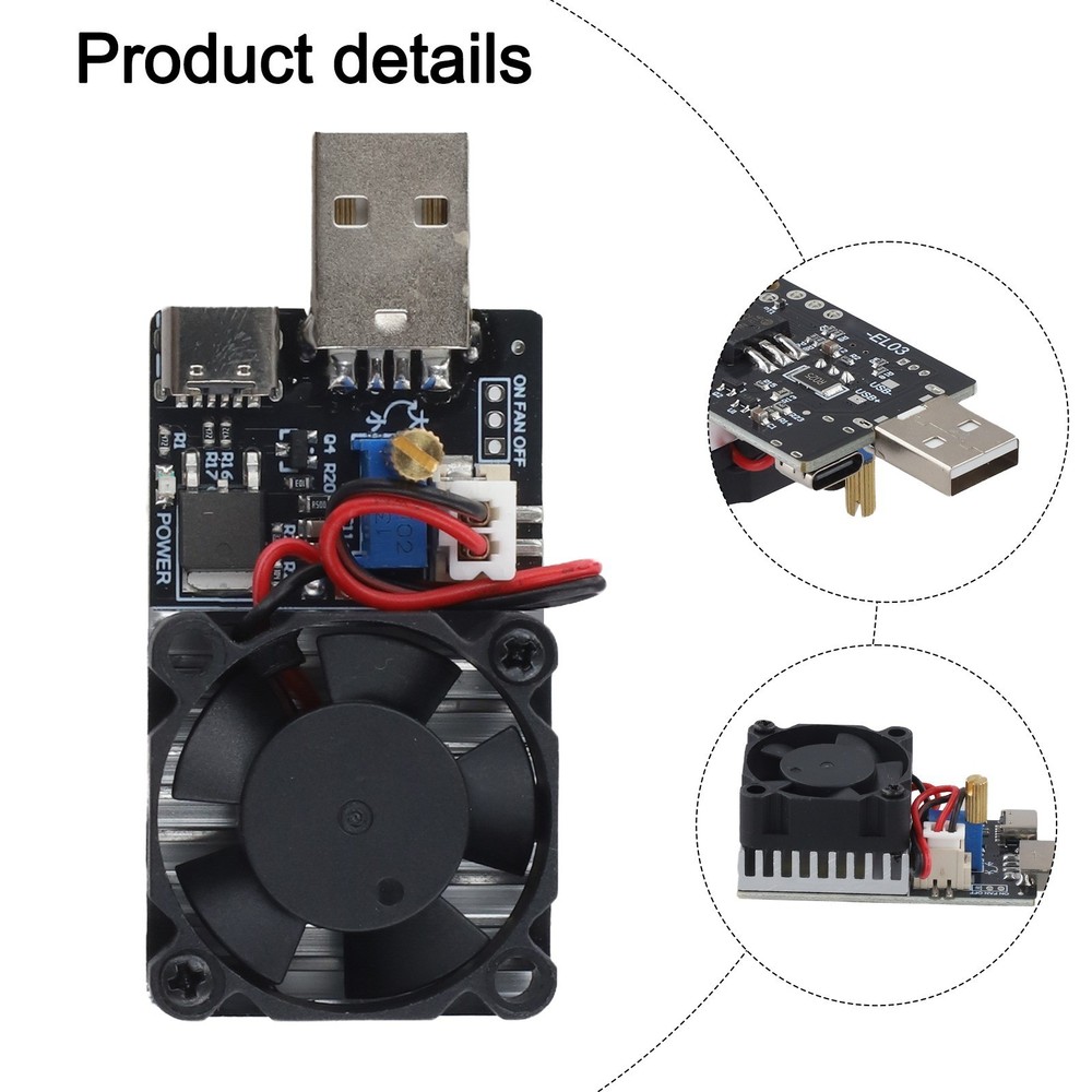 Constant Current Tester USB Electronic Load Intelligent Fan Control