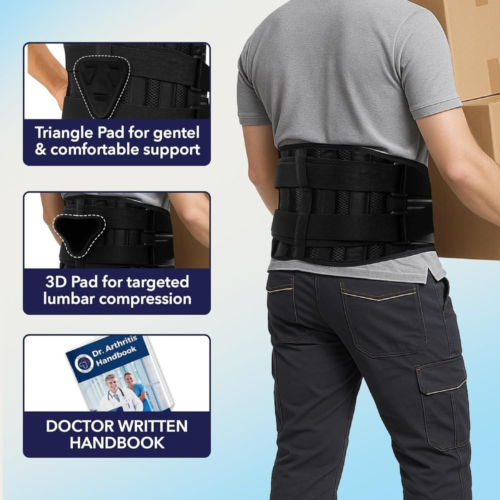 Dr. Arthritis Back Brace Support Belt - BLACK - Large