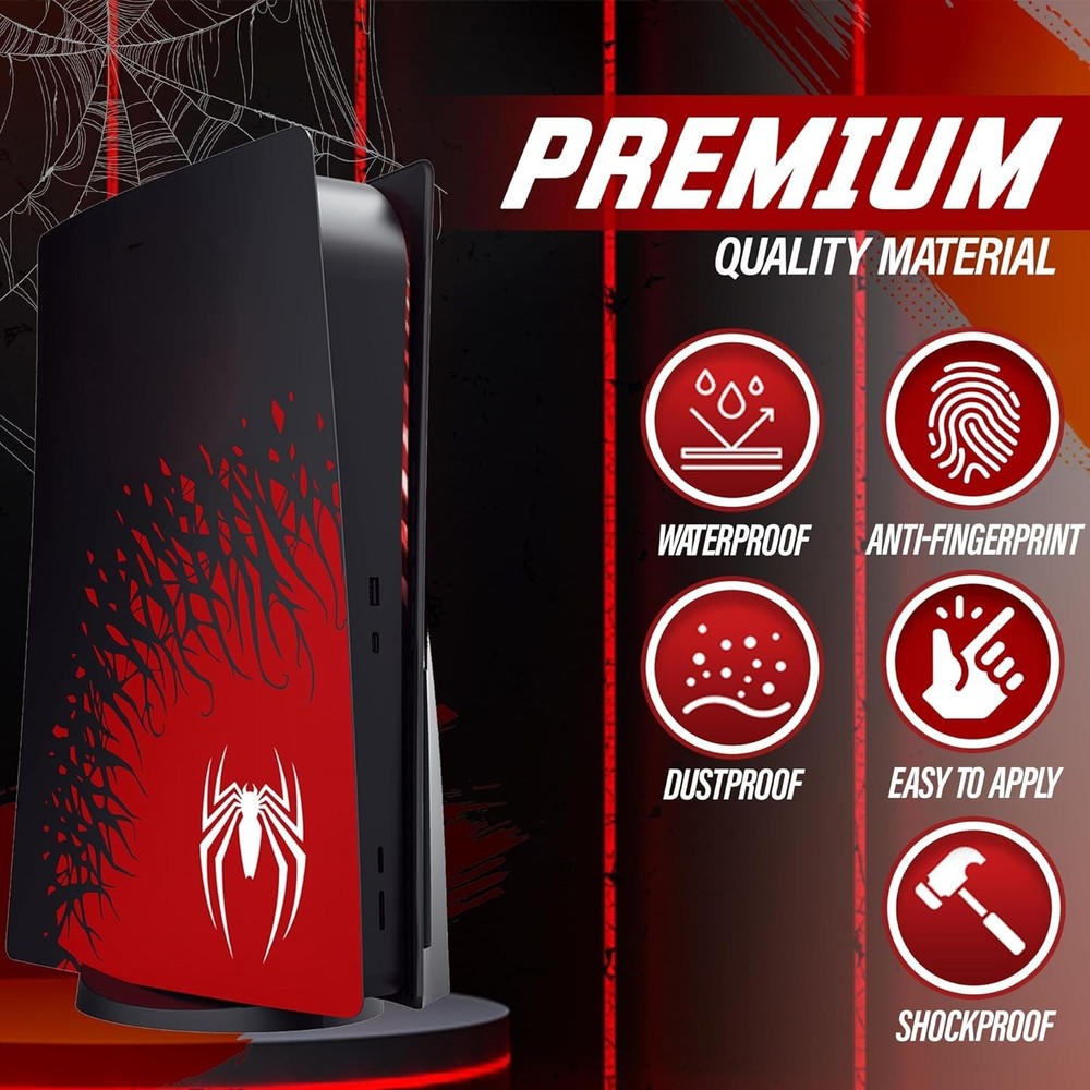 PS5 Disc Edition Plastic Front Plates Faceplates – Cover Red Black Spider Style