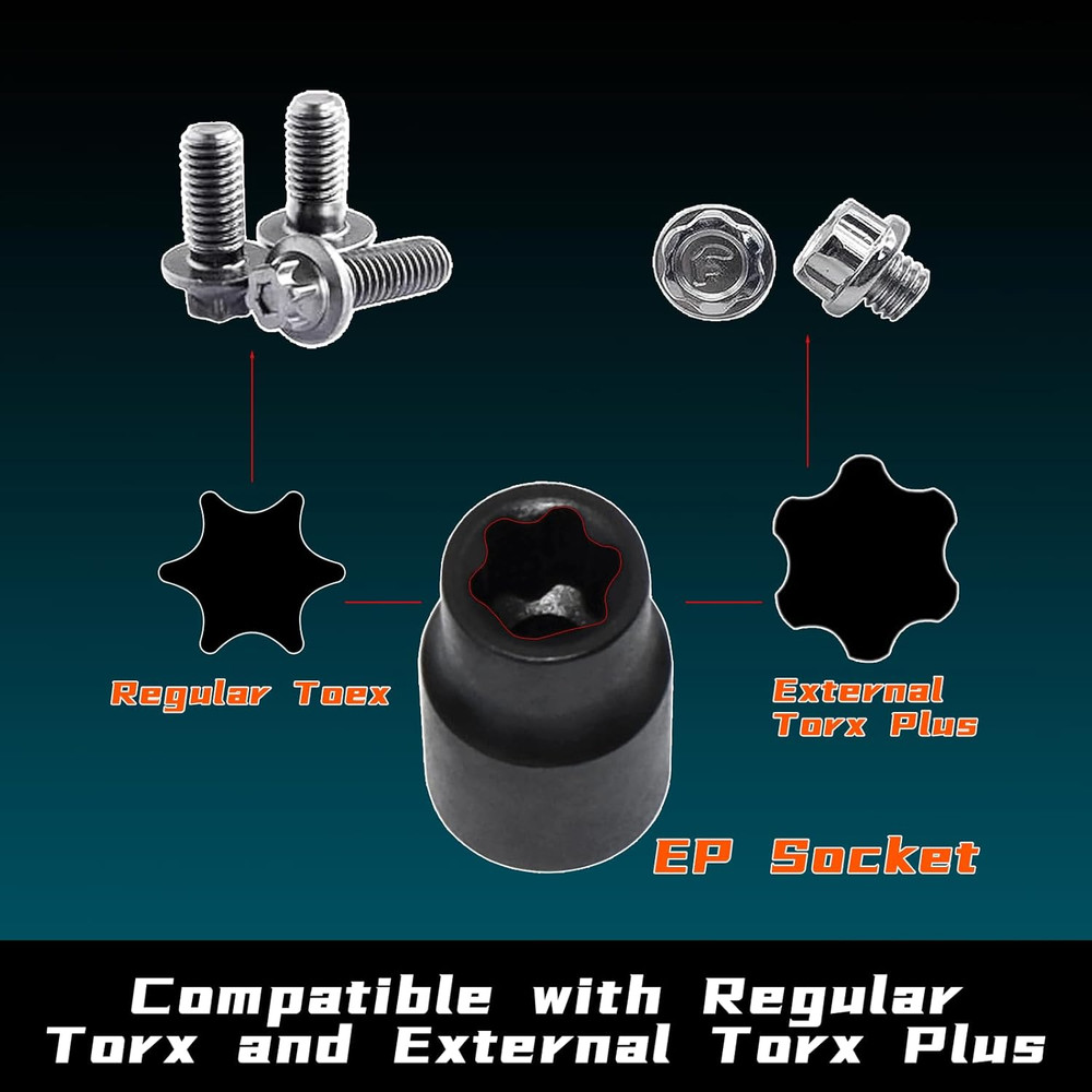Torx plus Socket Set, External Torx plus 6 Point EP Socket EP4 - EP32 19Pcs with
