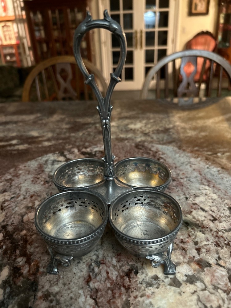 ANTIQUE Victorian Silver PLATE  CRUET, EGG, CONDIMENT HOLDER