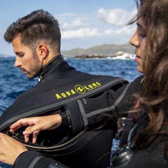 Aqua Lung Black Professional Diving Drysuit. Size large.