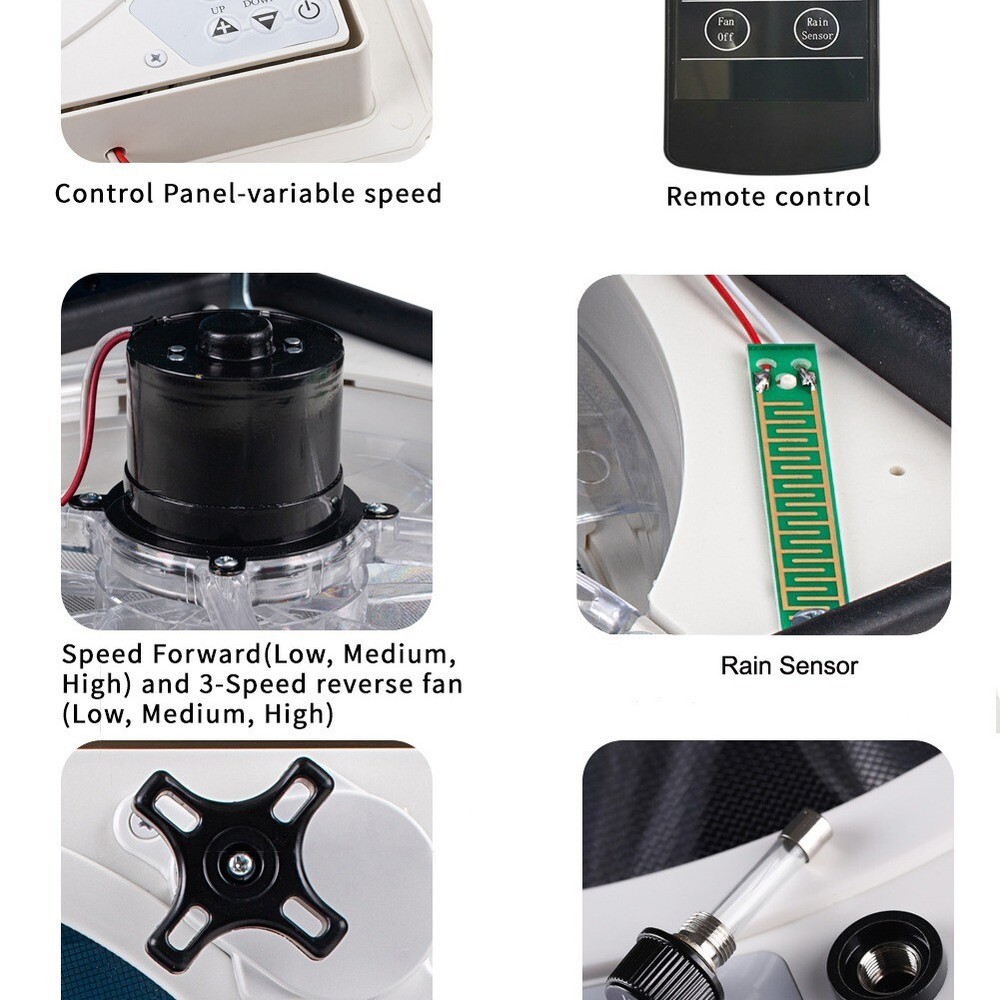 RV Trailer Roof Vent 12V Caravan Vent RV 10 Speed Remote Control Rain Sensor 14"