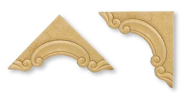 4-3/8" Birch Wood One Large Corner Accent Applique