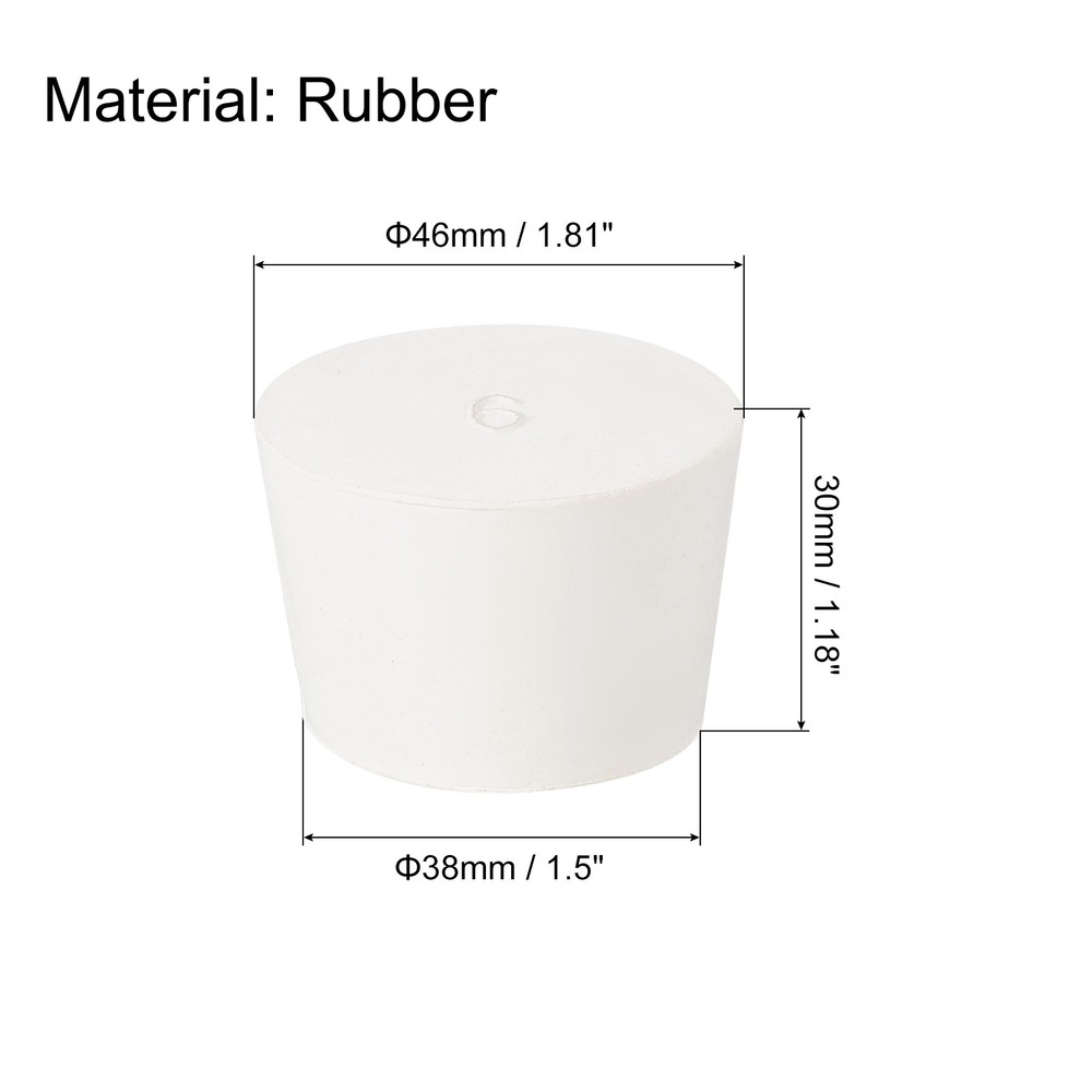 2Pcs Solid Rubber Stoppers, White 9# Tapered Lab Plugs, 46x38x30mm