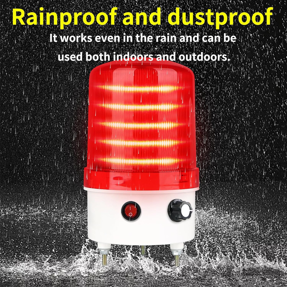 Industrial LED Rotating Warning Light, AC110V-120V Red Strobe Light for Public E