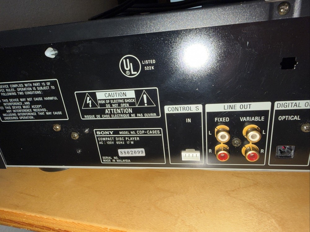 Sony 5 Disc Exchange System. Model CDP-CA9ES. Tested. Working. With Remote!