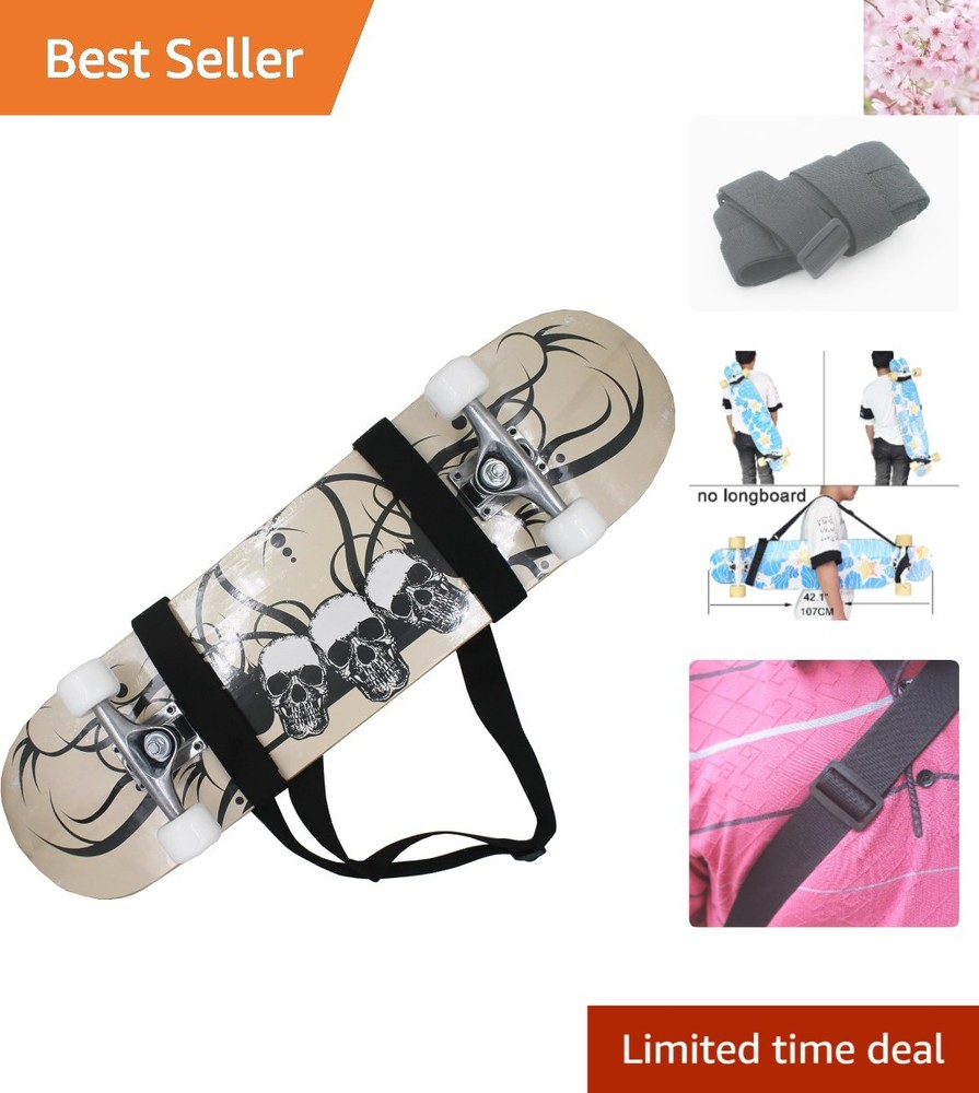 Universal Skateboard Carrier - Adjustable Shoulder Strap & Wall Hook Feature