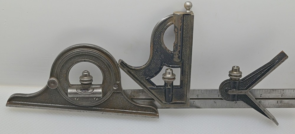 ✨Vintage 12" Starrett Combination Square Center Finding Protractor (INV S067)