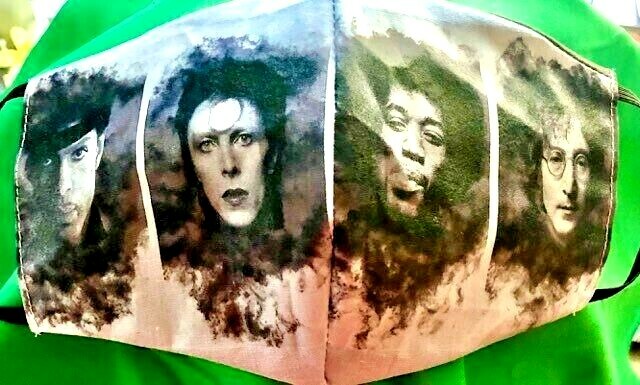 Prince Bowie Hendrix Lennon ~REVERSIBLE Cotton Face mask (handmade)