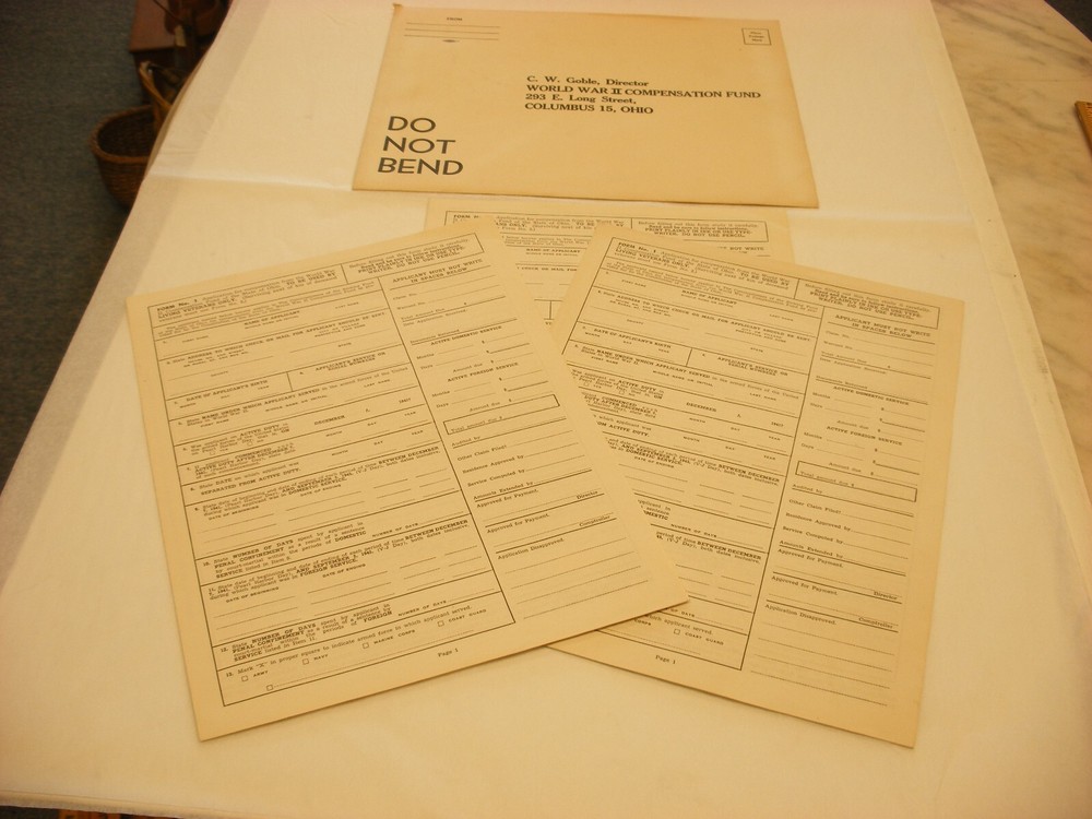 Vtg WW2 US Army Air Force USAAF - Veterans Compensation Fund Forms